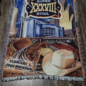 Superbowl XXXVIII Woven Tapestry Throw Blanket / Northwest Company Tag